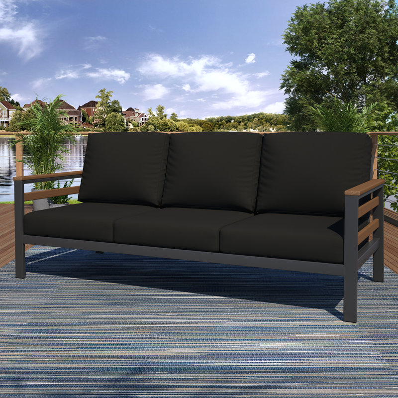 Canapé d'extérieur Townsend de 80 po de largeur avec coussins Sunbrella®, Antique Mahogany, Toile Sunbrella® noir