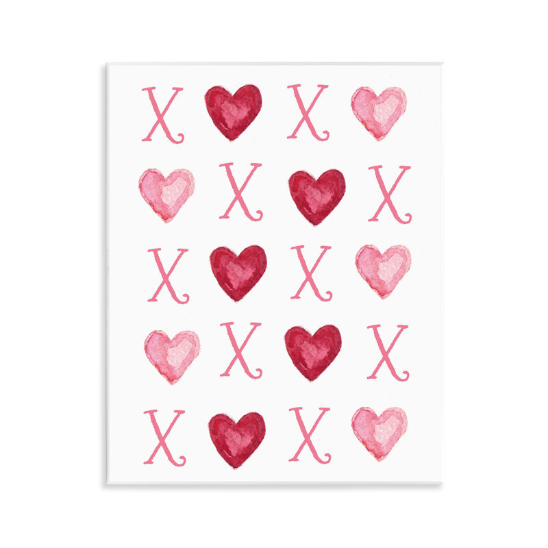 Art mural rose avec coeurs Xoxo par Elizabeth Tyndal