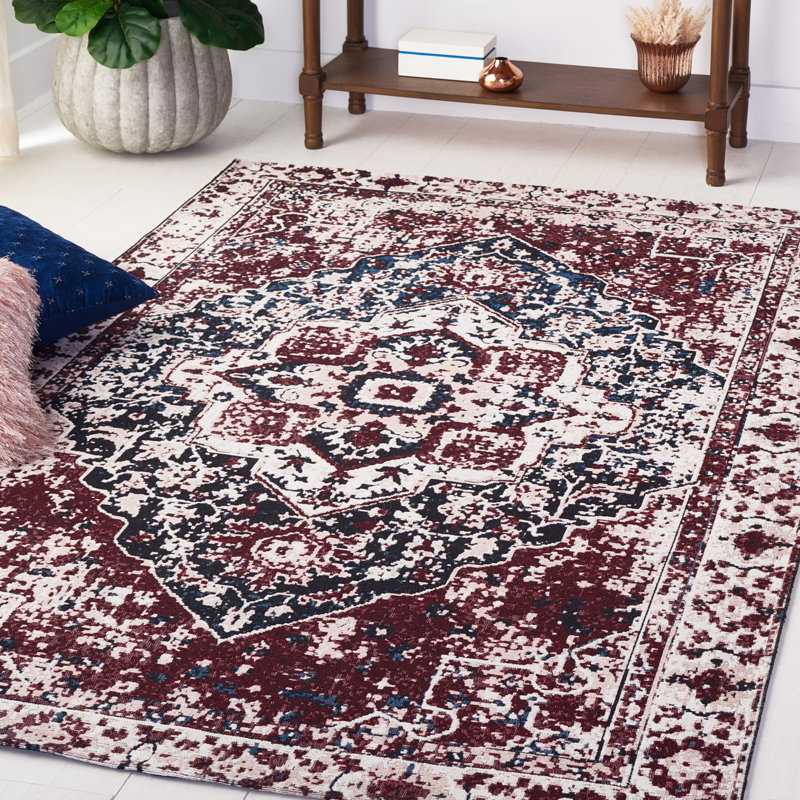 Tapis rouge / bleu marine, Rectangle 4 pi x 6 pi
