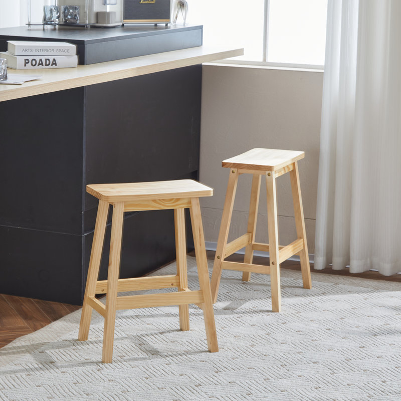 Tabouret de comptoir en bois massif 24,02 po Clauson, Chêne