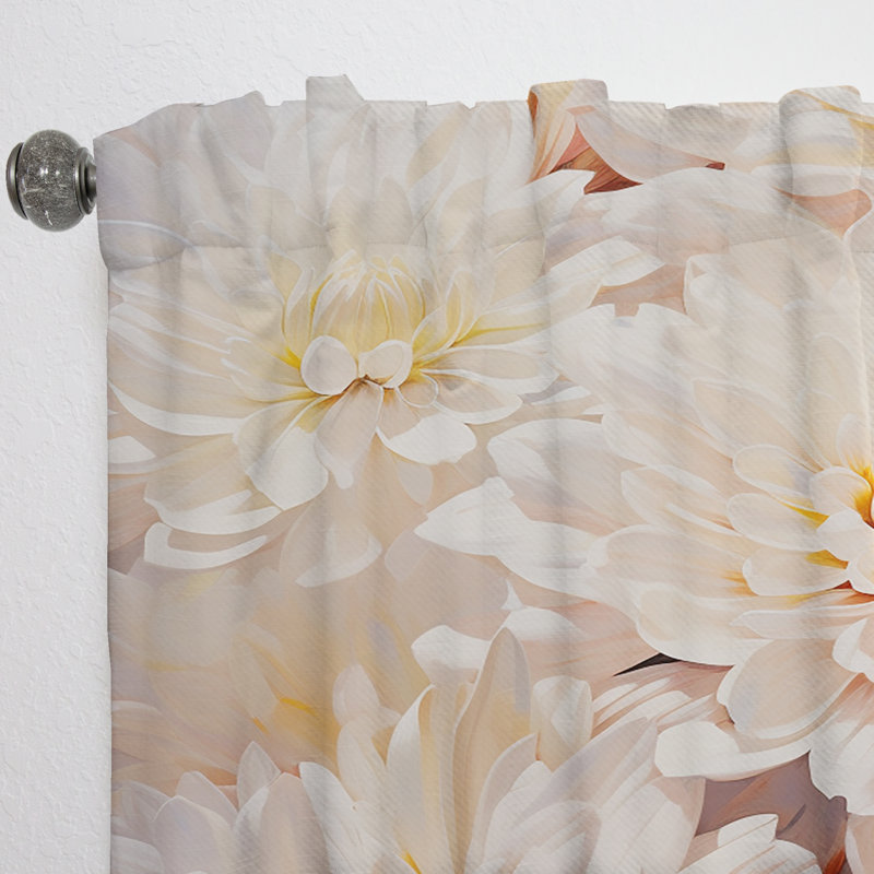 Dathan Beige Chrysanthemums dream collage - Chrysanthemums Curtain - Velvet Room Darkening - 1 panel, 52" W x 63" L