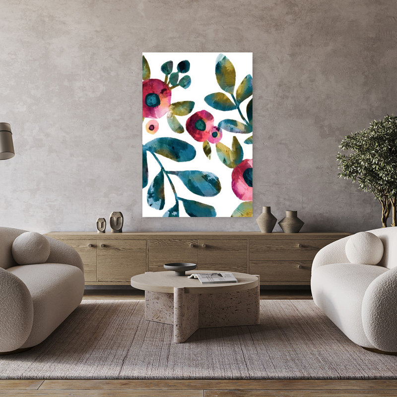 «Garden Blooms 1 Abstract Contemporary Elegant», art mural, 48" H x 32" W