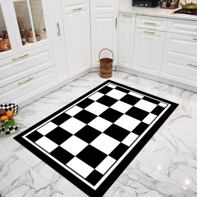 Tapis noir / blanc en jute tissé à la machine Eilon