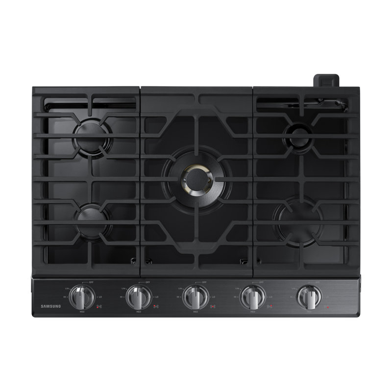 Samsung 36" Smart Gas Cooktop with 22K BTU Dual Power Burner, Black Stainless Steel