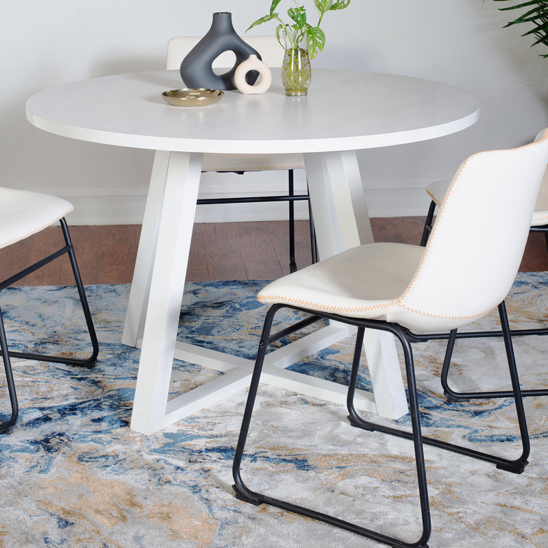 Ensemble de salle à manger 5 pièces Varna, Ensemble de cinq pièces : table, quatre chaises, Blanc