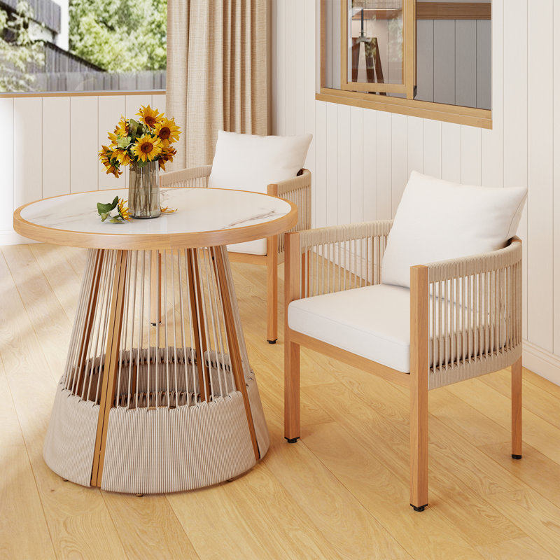 Patio Dining Table Set, Beige, 2