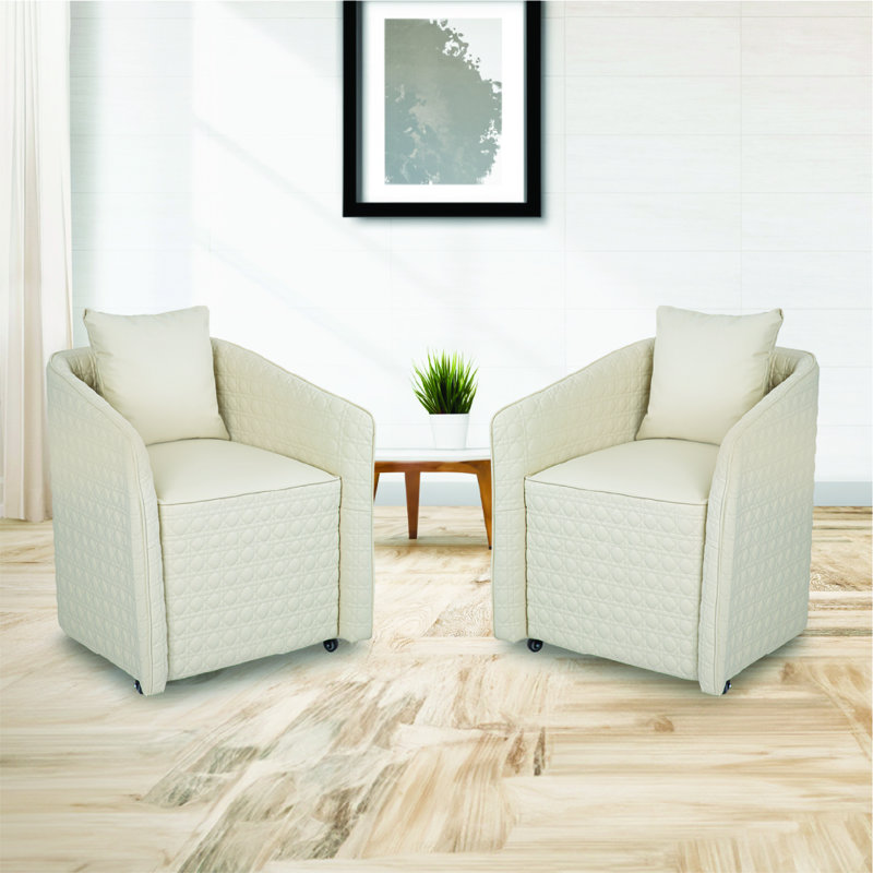 Fauteuil club large de 27 po Tripoli, Similicuir crème