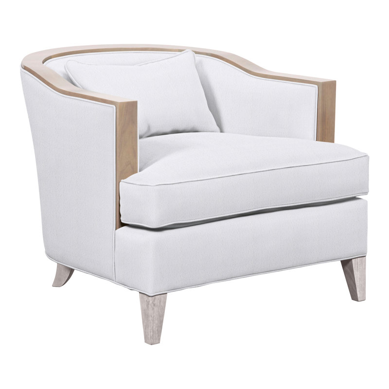 Thom Filicia Home 32.5" Wide Barrel Chair, Dove Gray, Navada Snow Crypton® Performance Fabric