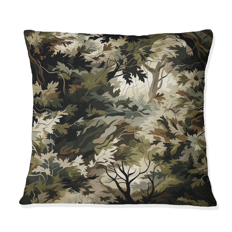 Wilderness Forest Pattern Harmony - Floral Printed Throw Pillow, 16"H x 16"W