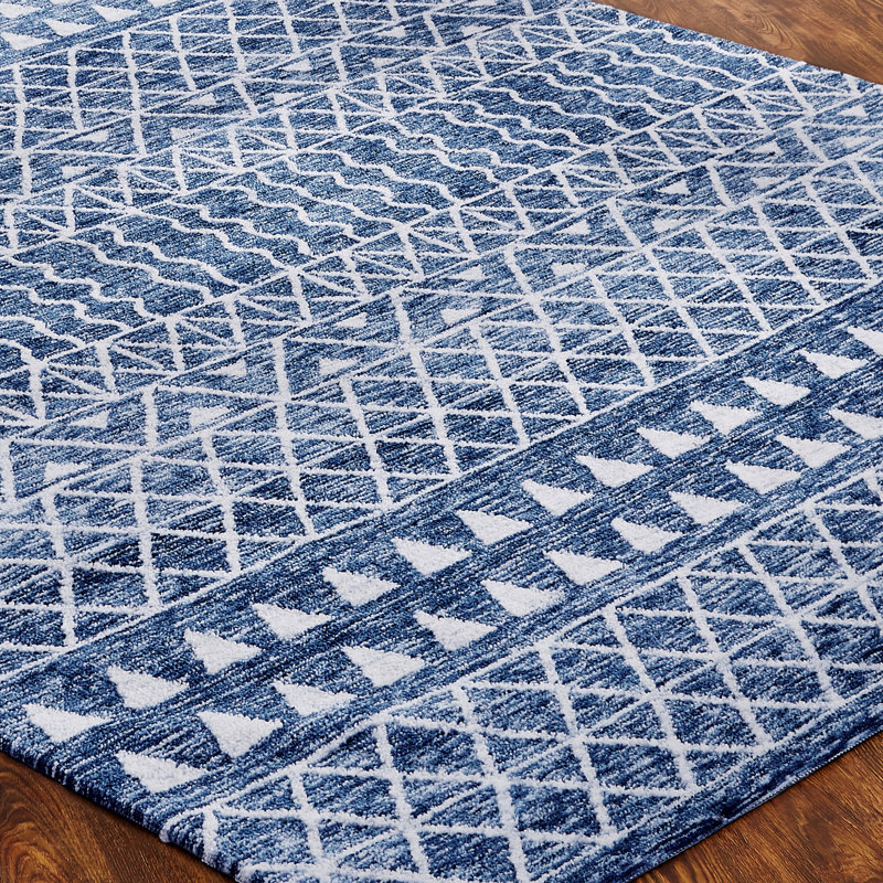 Blue Area Rug, Rectangle 5'6" x 8'6", Denim