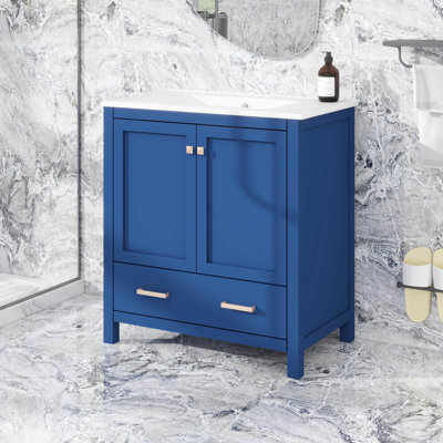 Meuble-lavabo de 30 po avec lavabo simple, armoire de rangement avec 2 portes et un tiroir