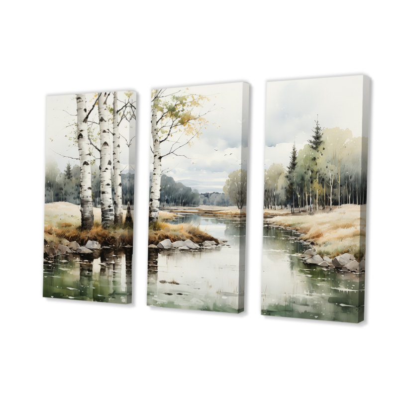 " Birch Woods Birch Haven " 3 - Pieces, 40" H x 60" W x 1" D