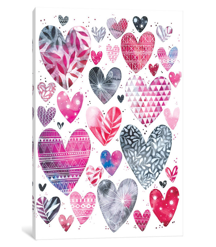 « hearts », peinture sur toile tendue, H 60 po x l 40po x P 1,5 po