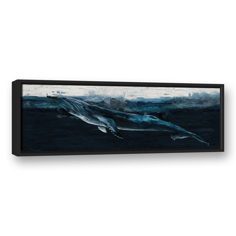 Impression d'une baleine profonde sur toile, H 13,75 po x l 37,75 po x P 1,75 po, Cadre flottant