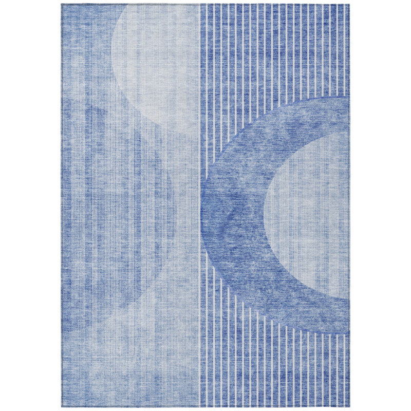 Tapis intérieur / extérieur lavable bleu et bleu ciel HomeRoots 8 pi x 10 pi