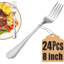 Fourchette à couverts de 8 pouces Didadi, ensemble de fourchettes de table 24 pièces, fourchettes à argent en acier inoxydable de qualité alimentaire, fourchette en métal pour la maison, la cuisine ou le restaurant, poli miroir, va au lave-vaisselle