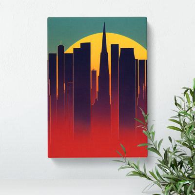 A City Skyline Sunset No.2 Abstract - Wrapped Canvas