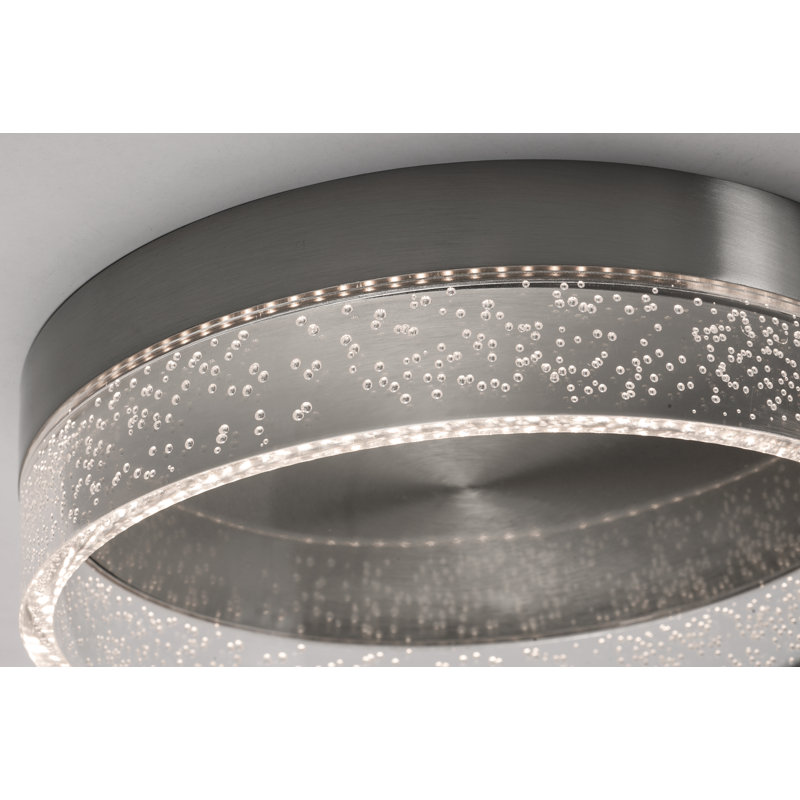 Riendeau Acrylic Flush Mount, Satin Nickel, 3.13" H x 15.75" W x 15.75" D