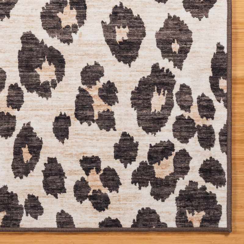 Rayna Lennie Brown Gold Ivory Modern Leopard Animal Print Indoor Area Rug, Flat Pile for Living Room & Bedroom - Lennie, 8x10