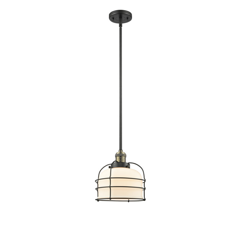 Luminaire suspendu en forme de cloche à 1 lumière Hansford, Boîtier blanc mat, Ampoule DEL 6 watts Vinage