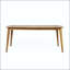 Table de salle à manger d'extérieur en bois d'acacia avec structure courbée et finition en teck