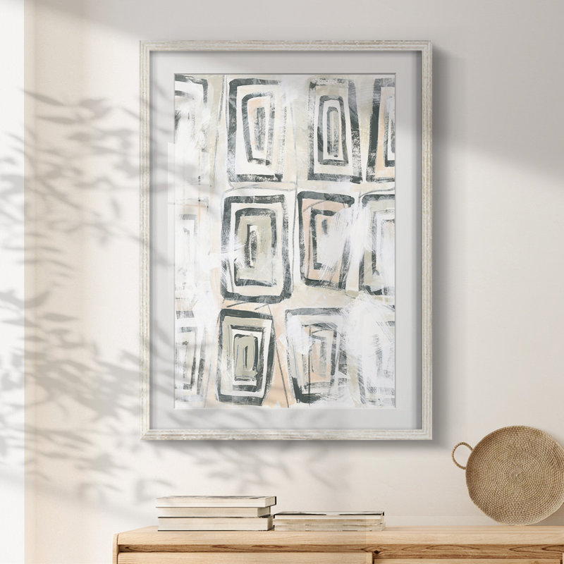Sand Glyphs IV - Impression encadrée, H 28,5 po x l 20,5 po, Blanc