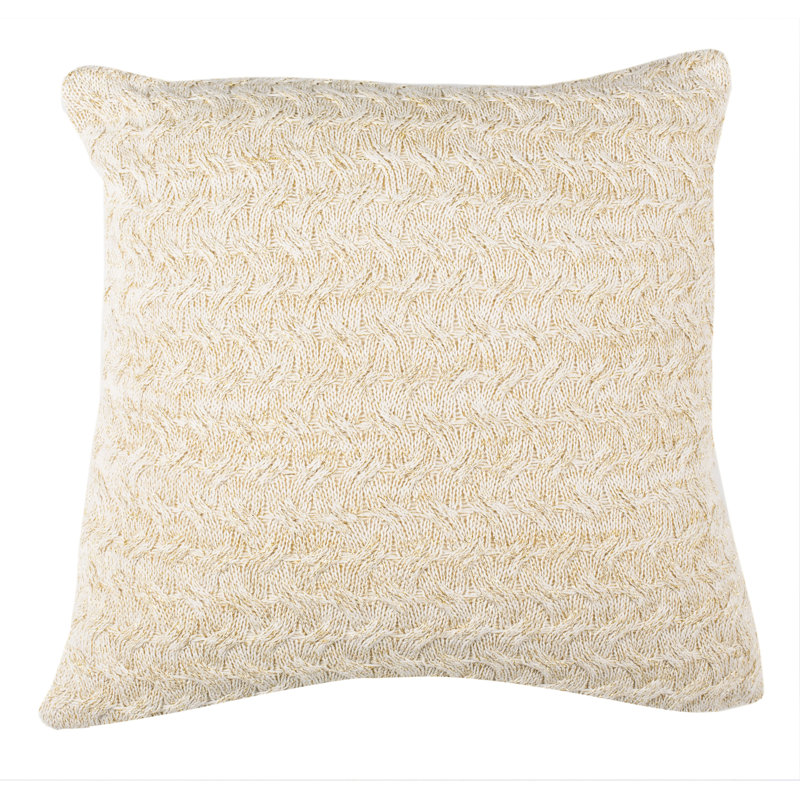 Beige Knit Square Decorative Throw Pillow