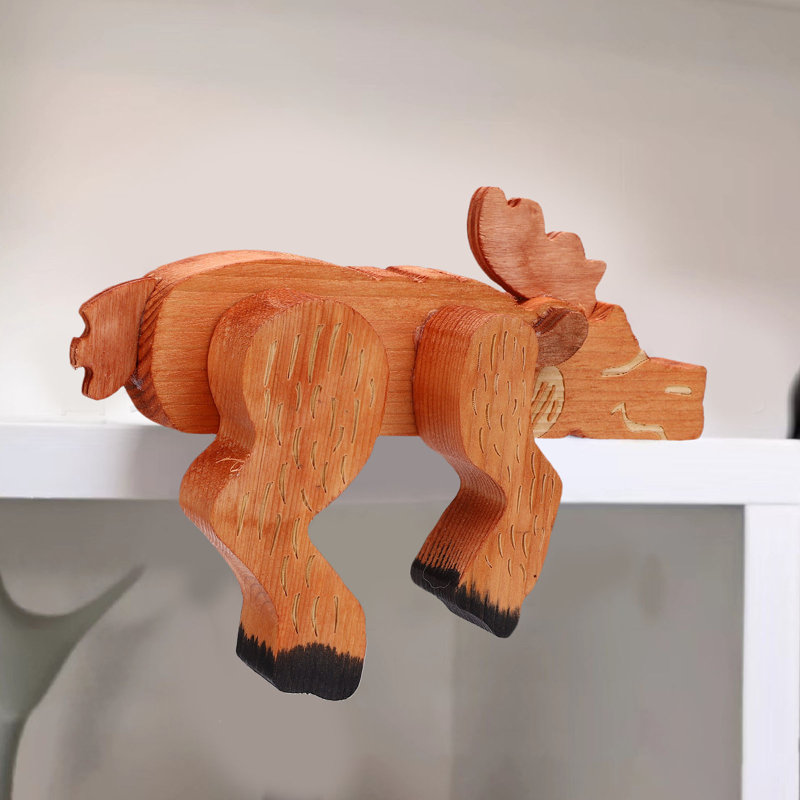 Figurine de cerf en bois ornement de bureau