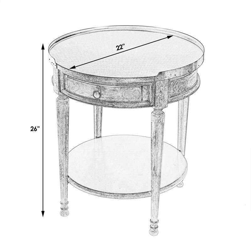 Table d'appoint ronde 1 tiroir en bois Aleix, gris 22 po Aleix, Gris