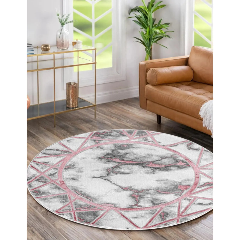 Geometric Area Rug, Round 120 cm