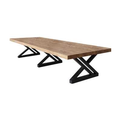 Modern Industrial-Style Solid Wood Conference Table by 17 Stories