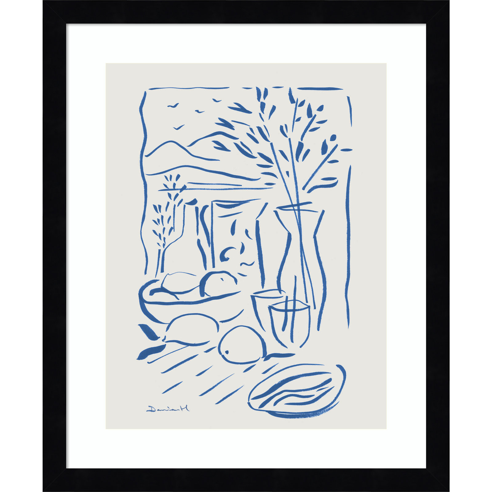 Mediterranean View by Dan Hobday Wood Framed Wall Art Print, Black Framed, 17" H x 14" W