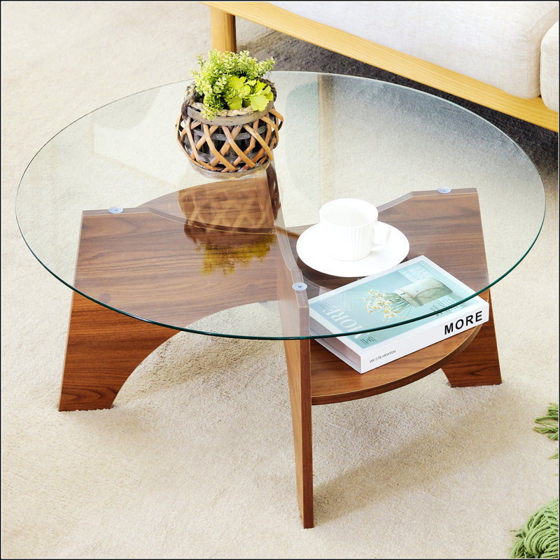 Table basse ronde en verre trempé