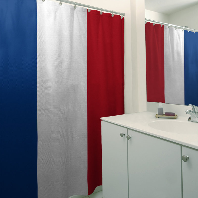 Single Shower Curtain, Blue/White/Red