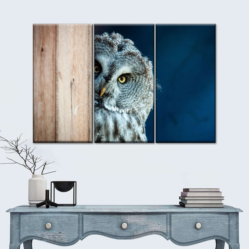 " Peeking Owl " 3 - Pieces, 48" H x 74" W x 1.25" D