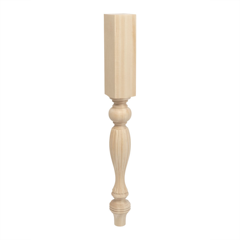 Unfinished Hard Maple French Kitchen Island Leg, 35.25"