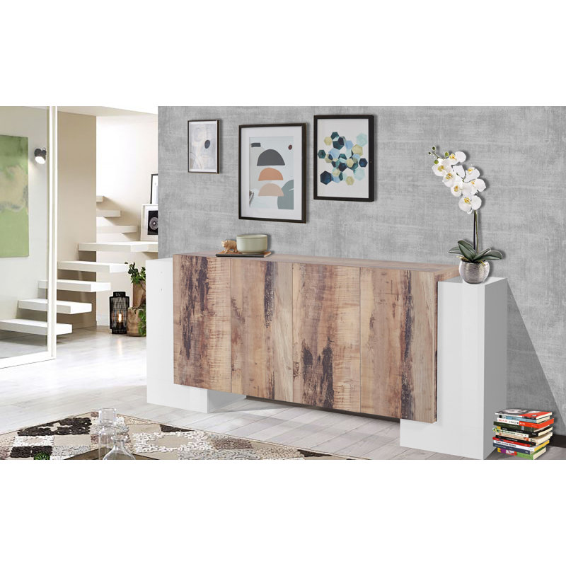 Meadowlands 210 Cm Wide Sideboard, White/Brown