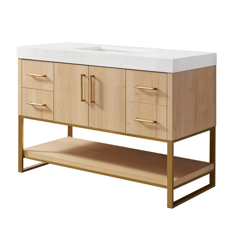 Meuble-lavabo simple Cataleya, Doré / chêne, 48"