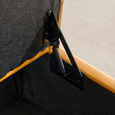 Grand pouf de rangement, table basse rectangulaire moderne du milieu du siècle avec couvercle relevable, pieds hauts en bois, pouf de rangement surdimensionné pour salon, bureau