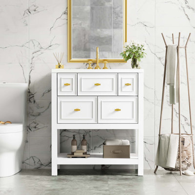 30'' Bathroom Vanity With Ceramic Sink Combo