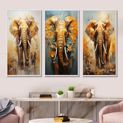 Elephant Symbolic Strength Dreams - Elephant Canvas Wall Art Set Of 4