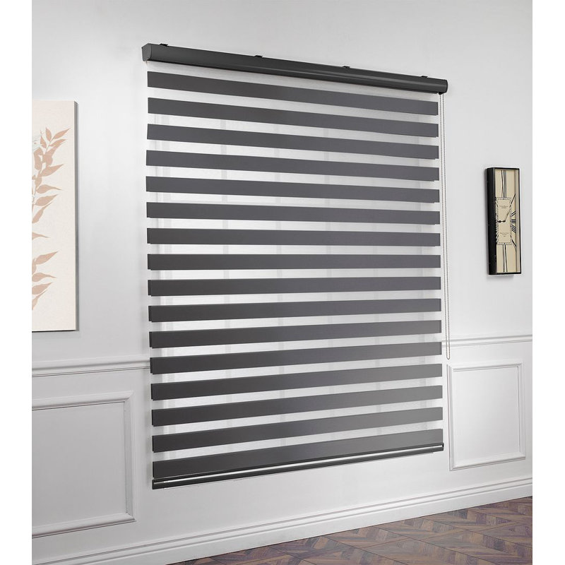 Store à enroulement double couche à double couche, stores horizontaux unis, Anthracite, L 32,5 po x L 72 po