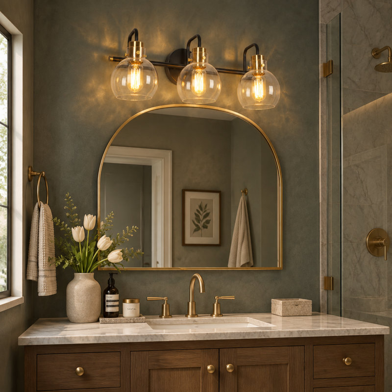 Christof 3 - Light Dimmable Vanity Light, Black/Brass, 3-Light