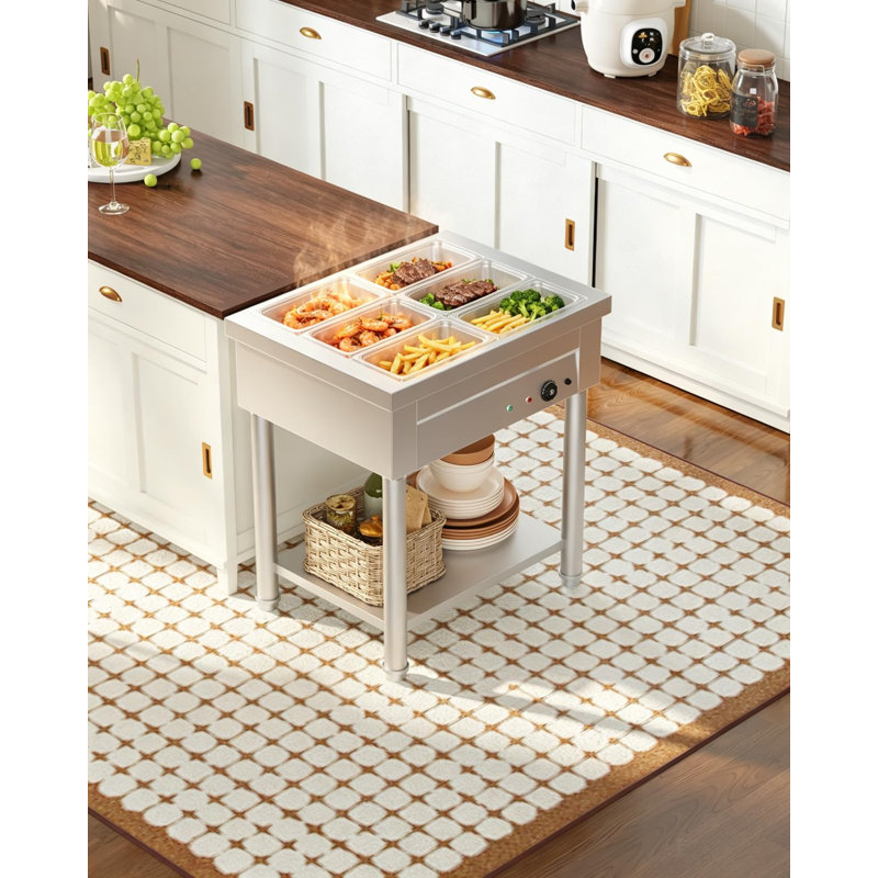 Chauffe-plats en acier inoxydable avec casseroles et tablettes