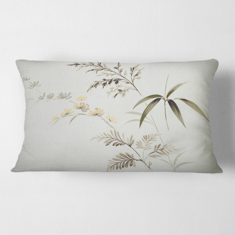 Rectangle, rétro dessin de fleurs III - coussin décoratif imprimé rétro