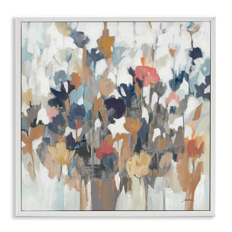 Arrangement floral moderne avec pétales abstraits par Liz Jardine, L 17 po x H 17 po