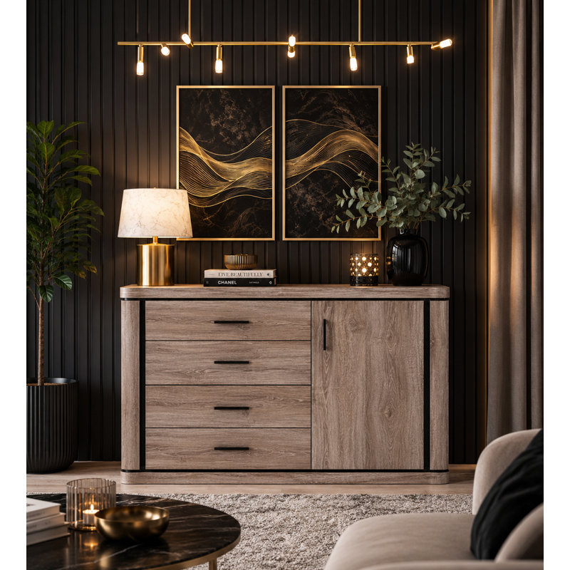 Temmo Laminate Rectangle Accent Cabinet, Truffle oak