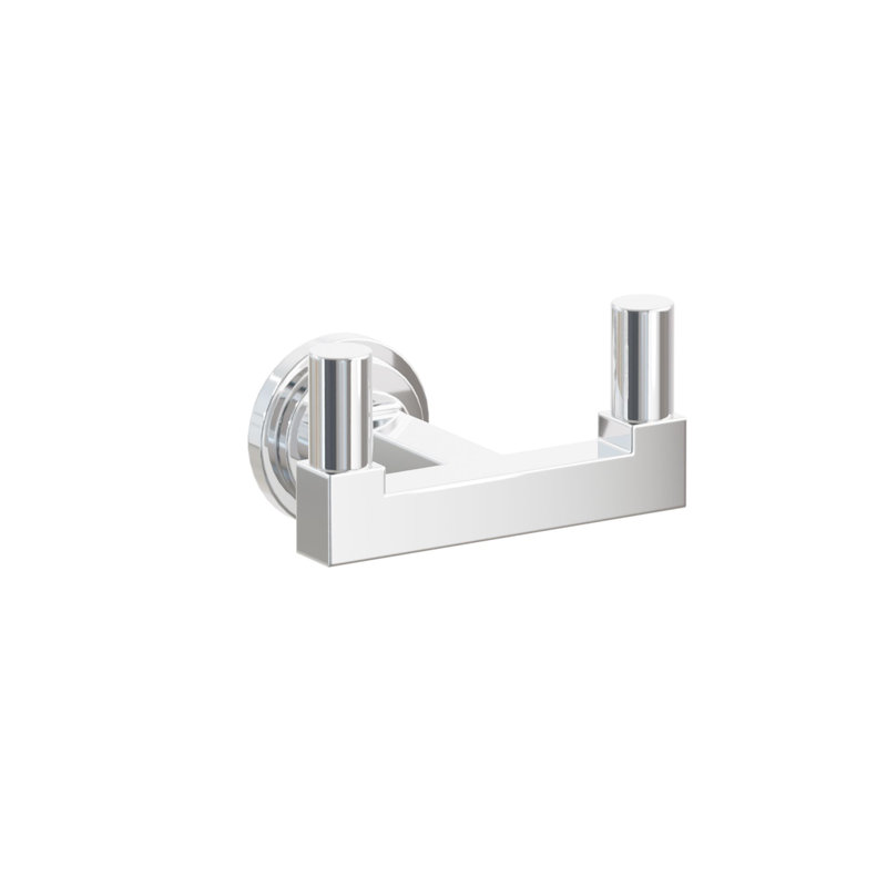 Emtek Select Double Hook w/ Step Disc Rosette, Square Stem & Smooth Tip, Polished Chrome