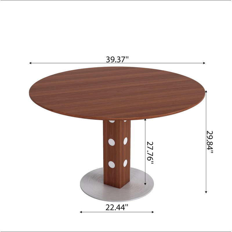 Table de salle à manger Farmhouse, H 29,84 po x L 39,37 po x l 39,37 po, Noyer