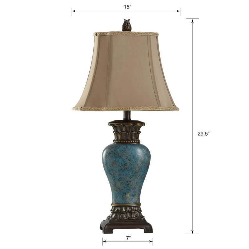 Lampe de table 30 po Fullilove, Bleu / bronze, Brun clair